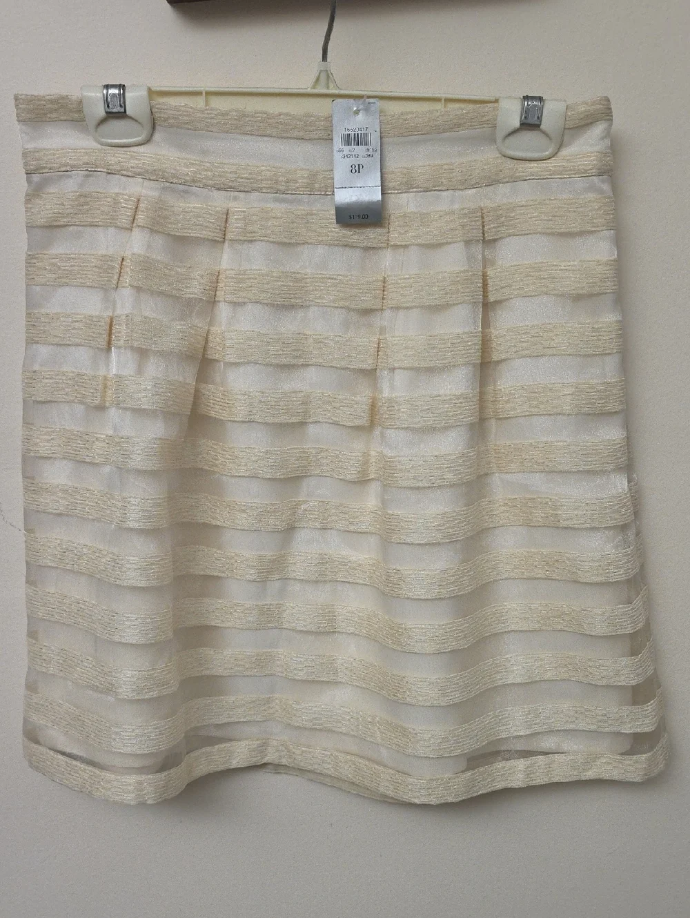Ann Taylor Cream and Ivory Striped A-Line Skirt NWT MSRP $119 SZ 8P - Picture 3 of 8